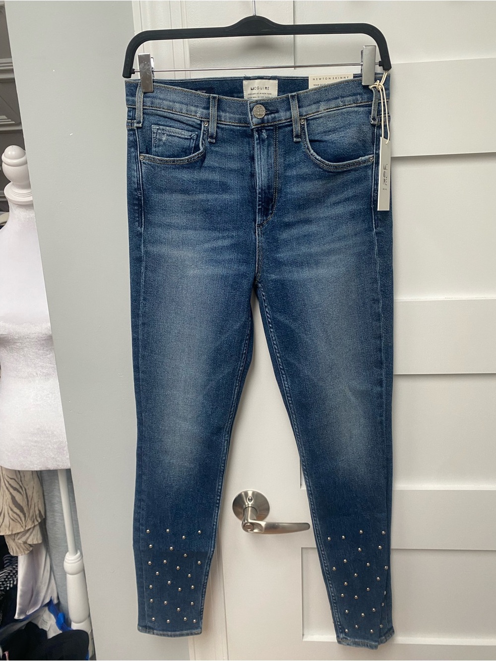 Anthropologie Hey There Stud Blue McGuire Newton High-Rise Skinny Jeans size 28 - Picture 5 of 11